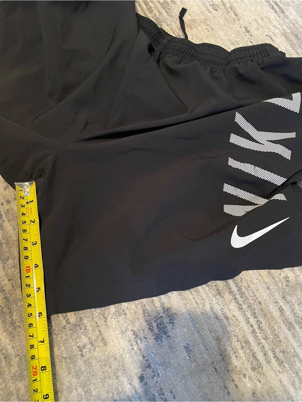 Nike Men's Black Athletic Shorts with Large Side Script- EUC
